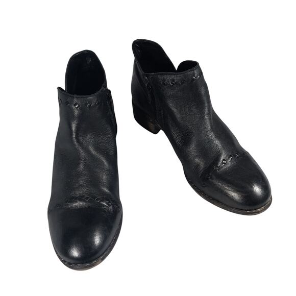 SKECHERS! BLACK GENUINE LEATHER "RIBBON THREADED" MEMORY FOAM BOOTS! SZ 8.5M - Picture 2 of 10